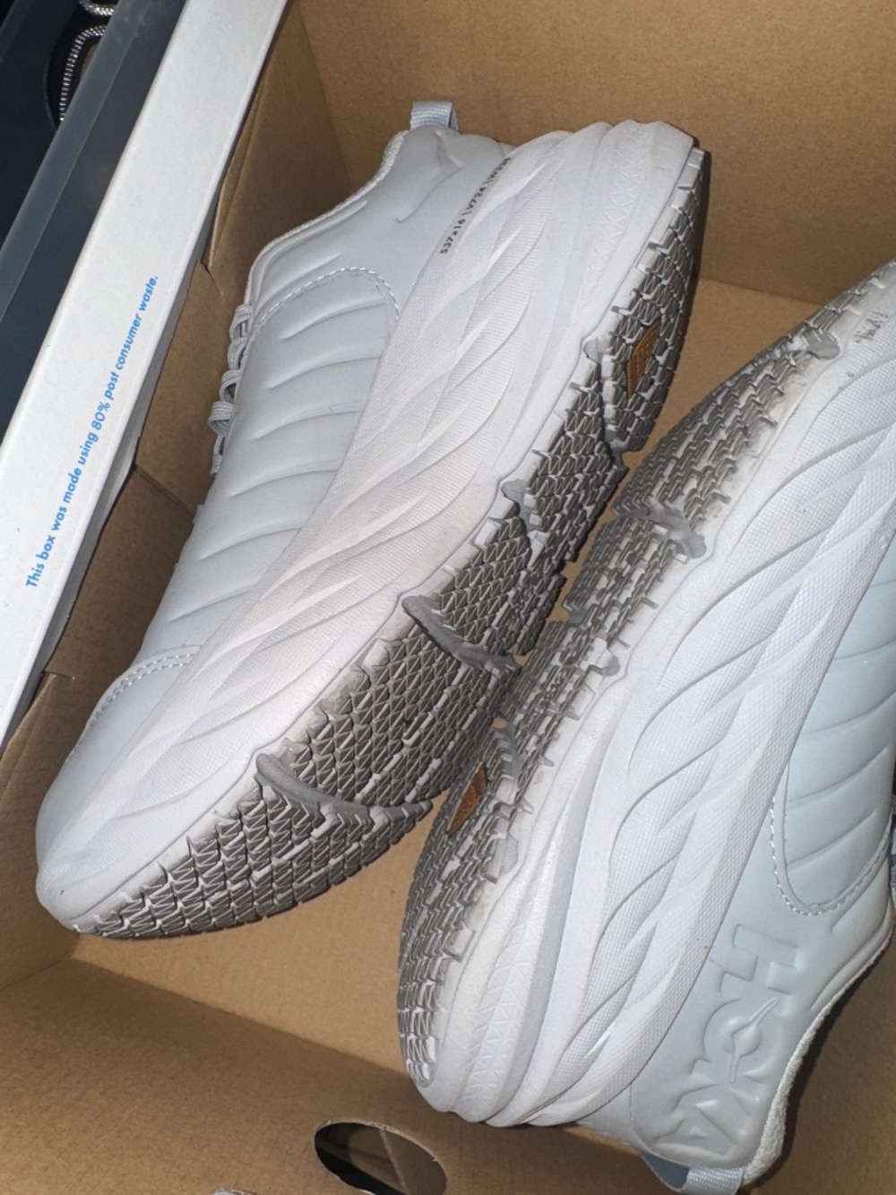 Grey Hoka leather like shoes